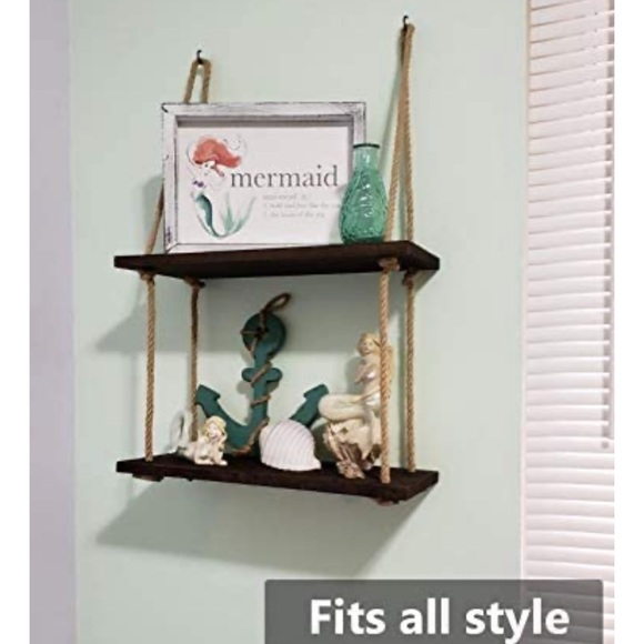 Wood & Rope Hanging Shelf - Picture 5 of 8